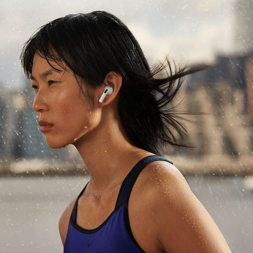 Detailed view of the refurbished Apple AirPods (3rd Generation) with a glossy white finish.