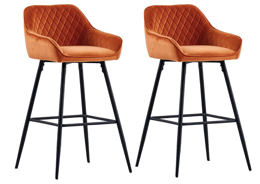 grey bar stools veloure orange