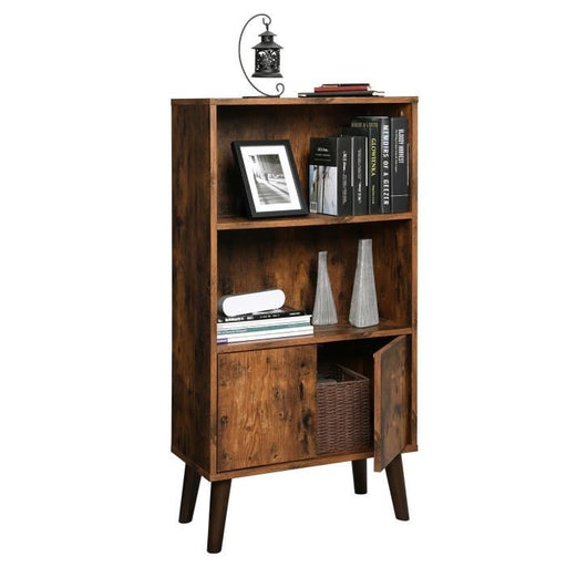 Vasagle Library Rustic storage unit on 3 levels with doors   Bookshelf boutique-discount-malta.myshopify.com My Discount Malta